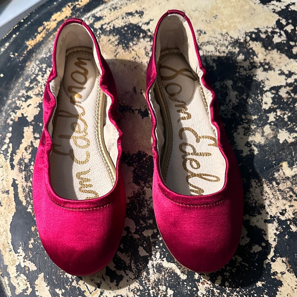 Sam Edelman Wine Red Velvet Ballet Flats